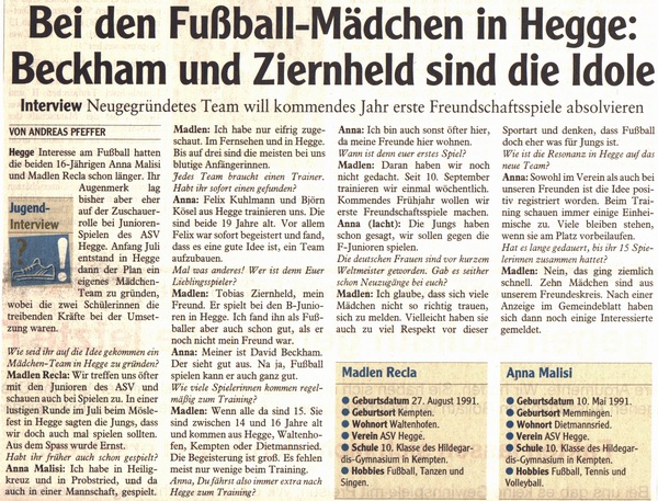 Unsere Heggener Fuball-Mdels 2007!